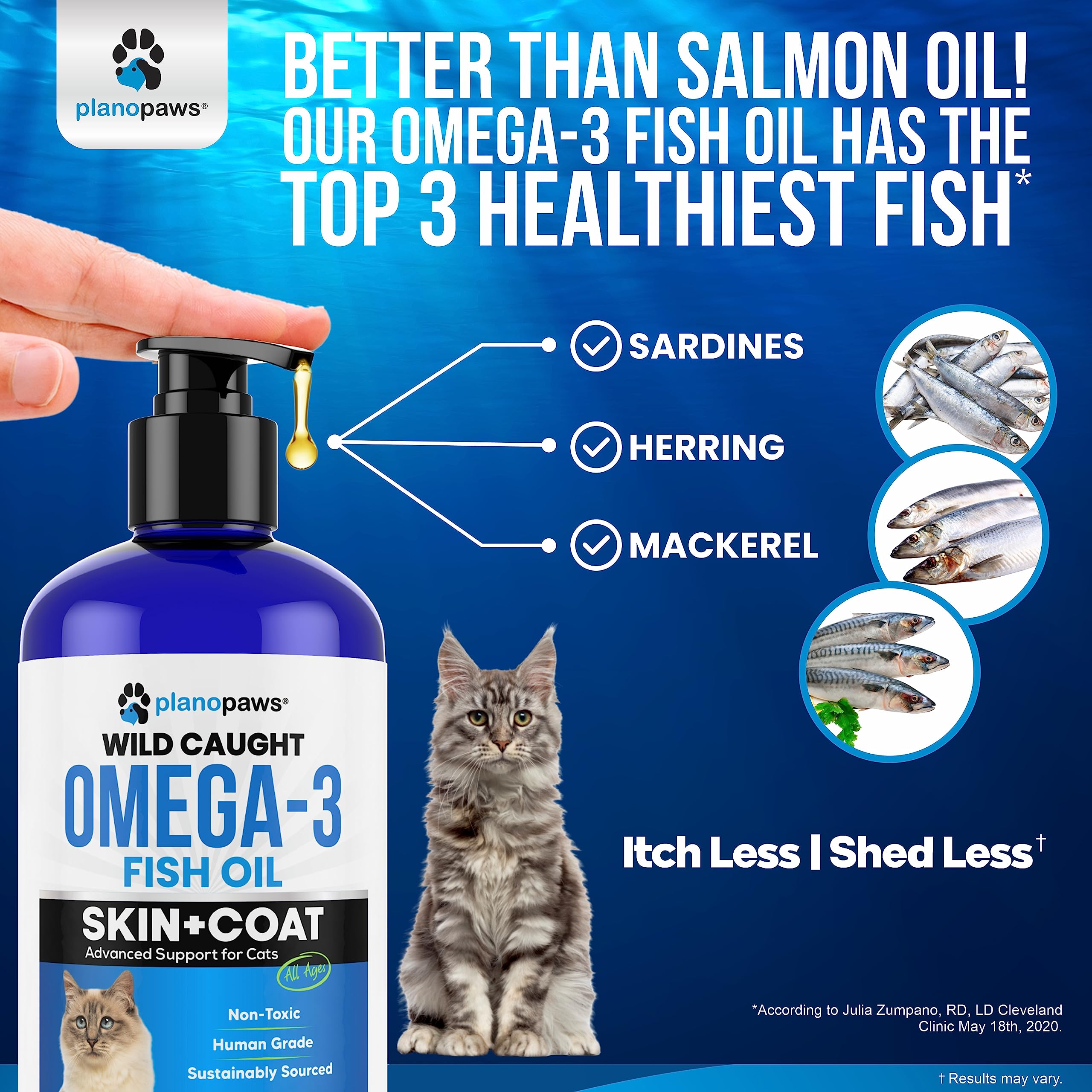 Omega 3 Fish Oil for Cats - Better Than Salmon Oil for Cats - Kitten + Cat Vitamins and Supplements - Cat Health Supplies - Cat